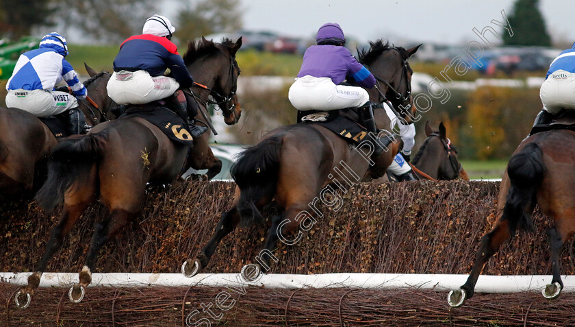 Warwick-0001 
 Horses take a fence during The John Sumner Memorial Veterans Handicap Chase
Warwick 22 Nov 2023 - Pic Steven Cargill / Racingfotos.com