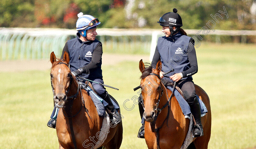 Bryony-Frost-0012 
 BRYONY FROST and Richard Hills exercising Arabian racehorses ahead of DIAR day at Newbury
Newmarket 27 Jun 2019 - Pic Steven Cargill / Racingfotos.com