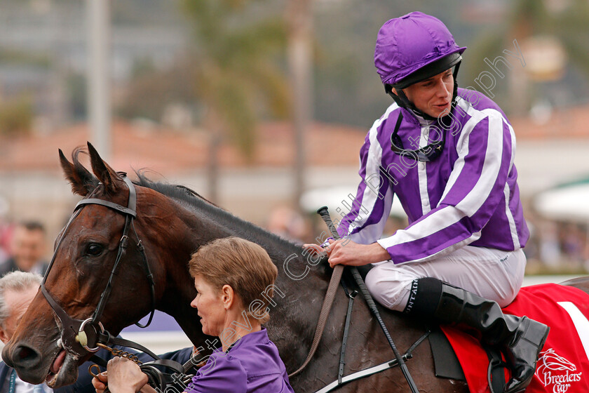 Mendelssohn-0011 
 MENDELSSOHN (Ryan Moore) after The Breeders' Cup Juvenile Turf, Del Mar USA 3 Nov 2017 - Pic Steven Cargill / Racingfotos.com