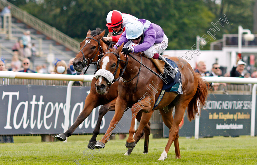 Frankella-0005 
 FRANKELLA (Oisin Murphy) beats PRINCESS SHABNAM (left) in The British Stallion Studs EBF Maiden Fillies Stakes
Newmarket 8 Jul 2021 - Pic Steven Cargill / Racingfotos.com