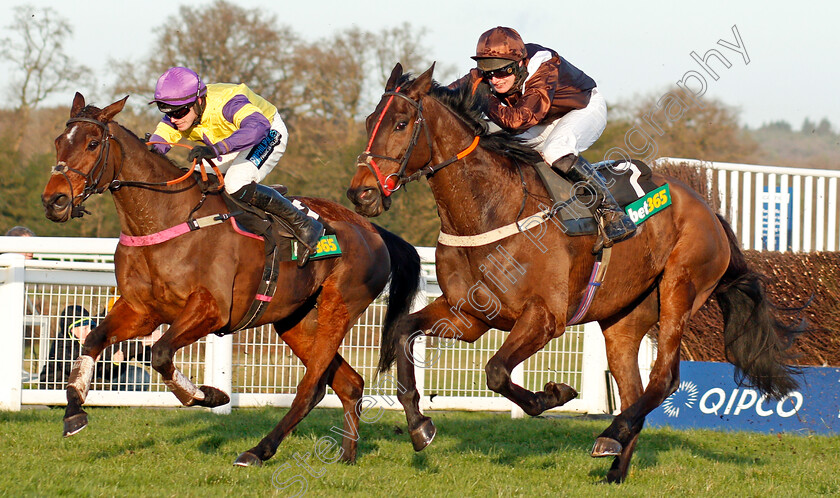 Domaine-De-L Isle-0003 
 DOMAINE DE L'ISLE (right, David Bass) beats HAPPY DIVA (left) in The Bet365 Handicap Chase
Ascot 18 Jan 2020 - Pic Steven Cargill / Racingfotos.com