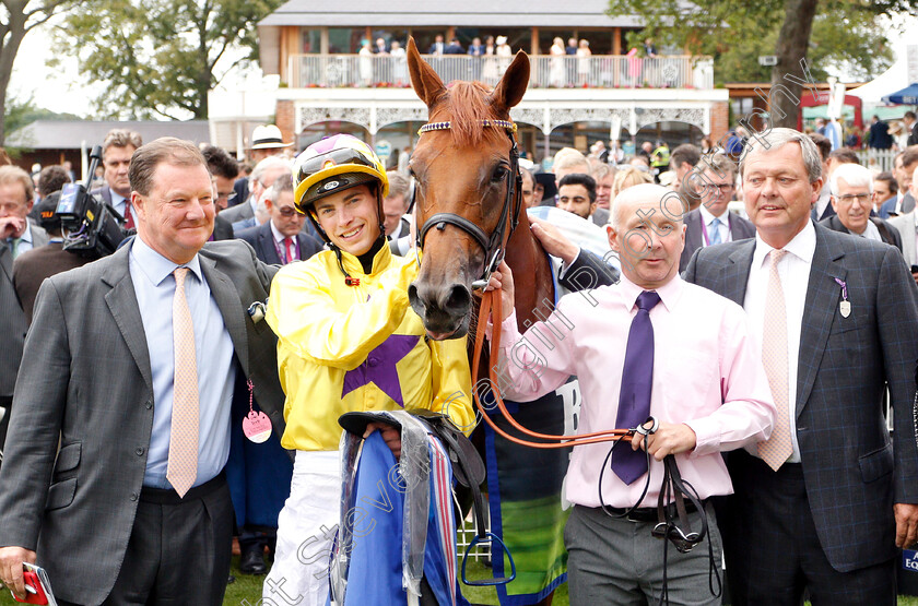 Sea-Of-Class-0016 
 SEA OF CLASS (James Doyle) with William Haggas after The Darley Yorkshire Oaks
York 23 Aug 2018 - Pic Steven Cargill / Racingfotos.com