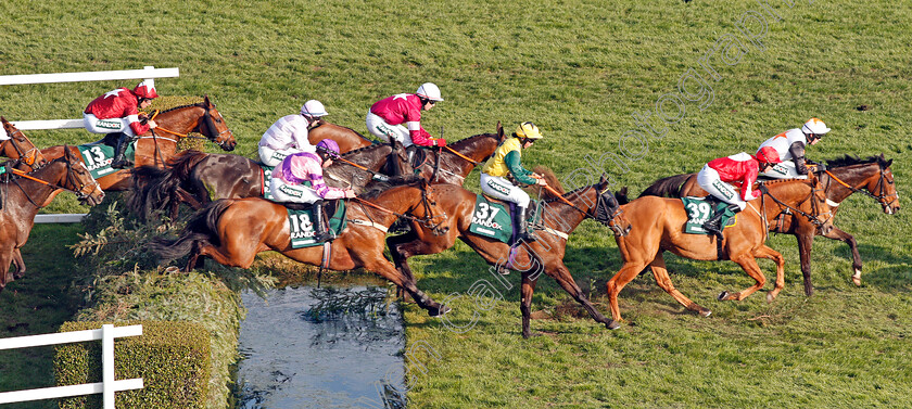 Tiger-Roll-0002 
 TIGER ROLL (13, Davy Russell) with the field over the water jump during The Randox Health Grand National, also pictured SEEYOUATMIDNIGHT (18) and MILANSBAR (37, Bryony Frost) Aintree 14 Apr 2018 - Pic Steven Cargill / Racingfotos.com