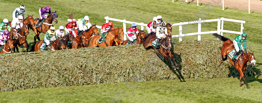 Ucello-Conti-0003 
 UCELLO CONTI (Daryl Jacob) leads PLEASANT COMPANY (2nd right) and the field over The Chair in The Randox Health Grand National Aintree 14 Apr 2018 - Pic Steven Cargill / Racingfotos.com