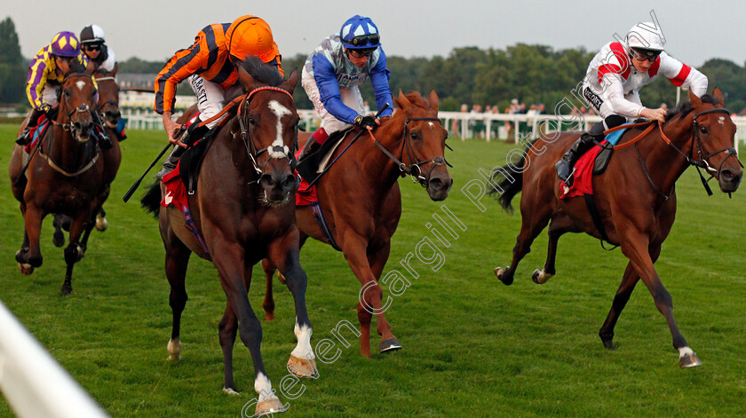 Dancing-Harry-0007 
 DANCING HARRY (left, Ryan Moore) beats RAVENS ARK (centre) and SNOWALOT (right) in The Owen Williams Handicap
Sandown 21 Jul 2021 - Pic Steven Cargill / Racingfotos.com