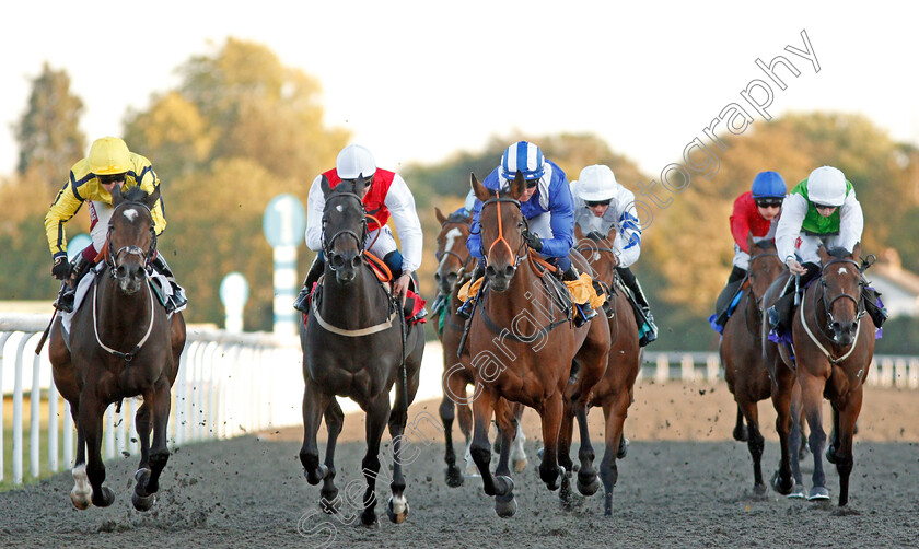 Masaakin-0006 
 MASAAKIN (centre, Jim Crowley) beats GLAMOROUS ANNA (2nd left) and SO SHARP (left) in The 32Red.com British Stallion Studs EBF Fillies Novice Stakes
Kempton 2 Oct 2019 - Pic Steven Cargill / Racingfotos.com