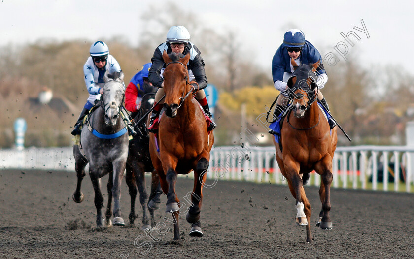 Biggles-0002 
 BIGGLES (left, Robbie Downey) beats CRANTOCK BAY (right) in The Ladbrokes Committed To Safer Gambling Novice Stakes
Kempton 27 Mar 2021 - Pic Steven Cargill / Racingfotos.com