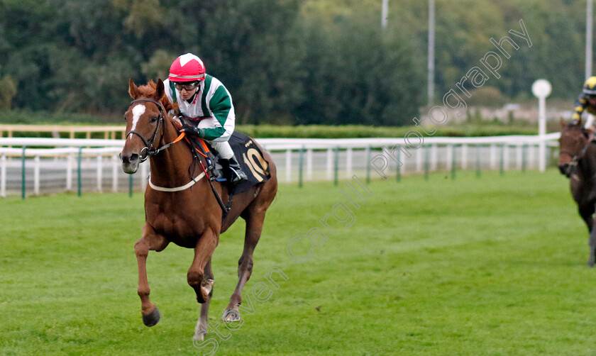 Foursome-0004 
 FOURSOME (Morgan Cole) wins The Trustatrader You Can Trust Our Traders Apprentice Handicap
Nottingham 11 Oct 2023 - Pic Steven Cargill / Racingfotos.com