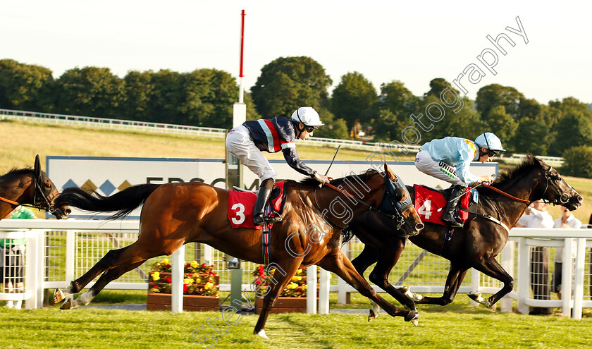 Revich-0005 
 REVICH (Luke Morris) beats SIR BUSKER (left) in The Racing Welfare For All Racing's Workforce Handicap
Epsom 4 Jul 2019 - Pic Steven Cargill / Racingfotos.com