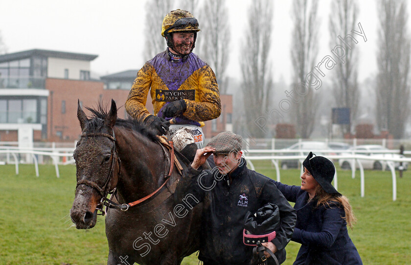 Kalashnikov-0005 
 KALASHNIKOV (Jack Quinlan) with trainer Amy Murphy after The Betfair Handicap Hurdle Newbury 10 Feb 2018 - Pic Steven Cargill / Racingfotos.com