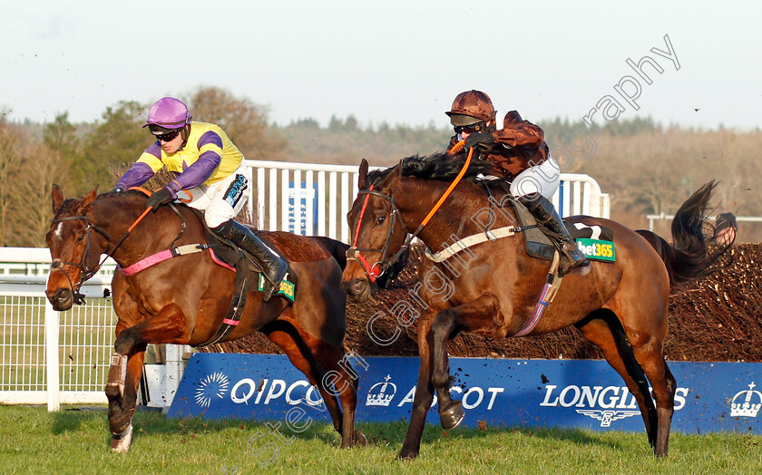 Domaine-De-L Isle-0002 
 DOMAINE DE L'ISLE (right, David Bass) beats HAPPY DIVA (left) in The Bet365 Handicap Chase
Ascot 18 Jan 2020 - Pic Steven Cargill / Racingfotos.com