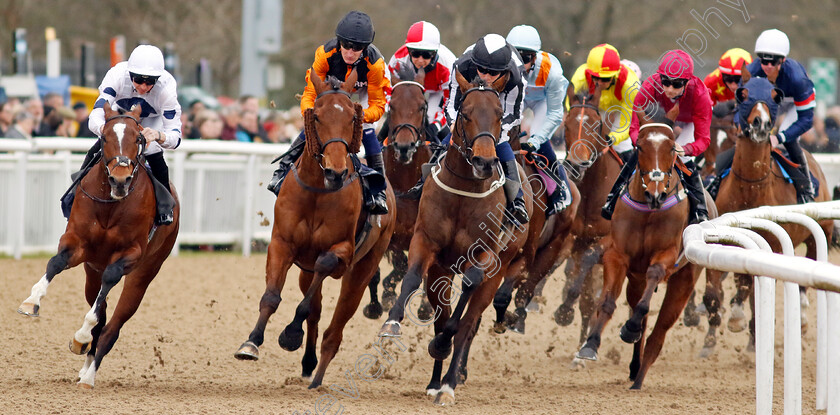 Sudden-Ambush,-Zealot,-Benacre-and-Smoky-Mountain-0002 
 Around the first bend (L to R) SUDDEN AMBUSH (David Probert), ZEALOT (Daniel Muscutt) BENACRE (Billy Loughnane) and SMOKY MOUNTAIN (Harry Davies)
Wolverhampton 9 Mar 2024 - Pic Steven Cargill / Racingfotos.com