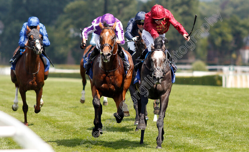 Roaring-Lion-0011 
 ROARING LION (right, Oisin Murphy) beats SAXON WARRIOR (centre) in The Coral Eclipse Stakes
Sandown 7 Jul 2018 - Pic Steven Cargill / Racingfotos.com