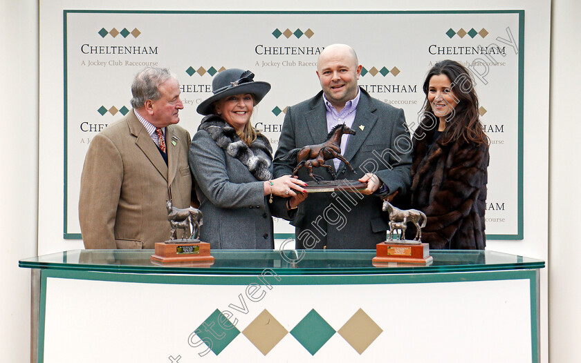 Laurina-0008 
 Presentation to Jared Sullivan for The Trull House Mares Novices Hurdle won by LAURINA Cheltenham 15 Mar 2018 - Pic Steven Cargill / Racingfotos.com