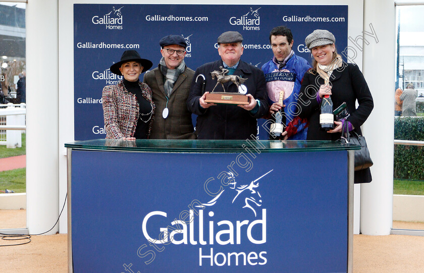 Paisley-Park-0011 
 Presentation to Andrew Gemmell, Emma Lavelle and Aidan Coleman for The galliardhomes.com Cleeve Hurdle won by PAISLEY PARK
Cheltenham 26 Jan 2019 - Pic Steven Cargill / Racingfotos.com