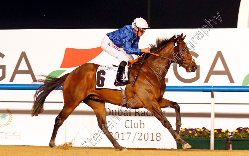 Gold-Town-0009 
 GOLD TOWN (William Buick) wins The UAE 2000 Guineas Trial Div1 Meydan 25 Jan 2018 - Pic Steven Cargill / Racingfotos.com