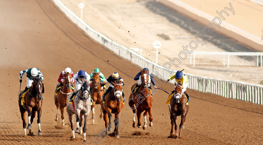 Chiefdom-0001 
 CHIEFDOM (2nd left, Royston Ffrench) wins The Jebel Ali Mile
Jebel Ali 24 Jan 2020 - Pic Steven Cargill / Racingfotos.com