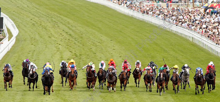 Khaadem-0002 
 KHAADEM (4th left, blue, Jim Crowley) wins The Unibet Stewards Cup
Goodwood 3 Aug 2019 - Pic Steven Cargill / Racingfotos.com