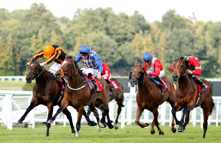 Hulcote-0001 
 HULCOTE (2nd left, Adam Kirby) beats DAWN DANCER (left) in The 188bet Mobile Bet10 Get20 Handicap
Sandown 31 Aug 2018 - Pic Steven Cargill / Racingfotos.com