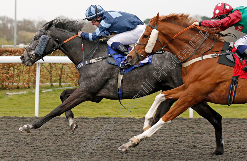 Cinzento-0004 
 CINZENTO (Owen Lewis) beats ARLECCHINO'S ARC (right) in The Bet At Racing TV Classified Stakes 
Kempton 31 Mar 2021 - Pic Steven Cargill / Racingfotos.com