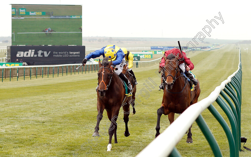 Kick-On-0003 
 KICK ON (right, Oisin Murphy) beats WALKINTHESAND (left) in The bet365 Feilden Stakes
Newmarket 16 Apr 2019 - Pic Steven Cargill / Racingfotos.com