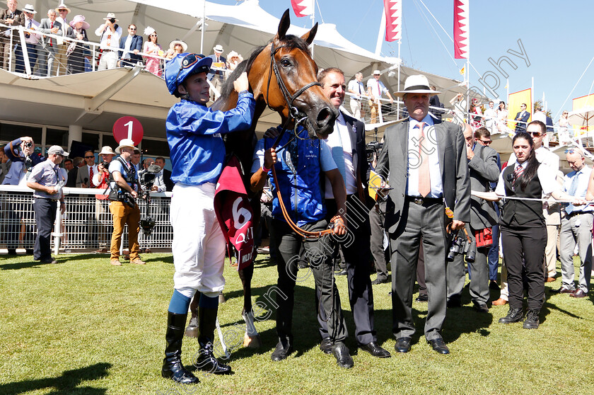 Wild-Illusion-0012 
 WILD ILLUSION (William Buick) with Charlie Appleby after The Qatar Nassau Stakes
Goodwood 2 Aug 2018 - Pic Steven Cargill / Racingfotos.com