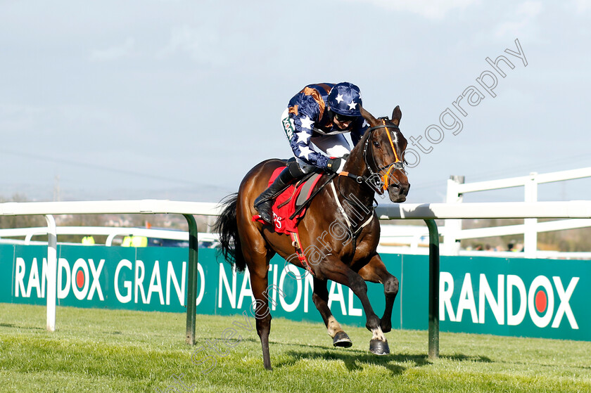 Dysart-Enos-0007 
 DYSART ENOS (Paddy Brennan) wins The Goffs Uk Nickel Coin Mares Standard Open National Hunt Flat Race
Aintree 13 Apr 2023 - Pic Steven Cargill / Racingfotos.com