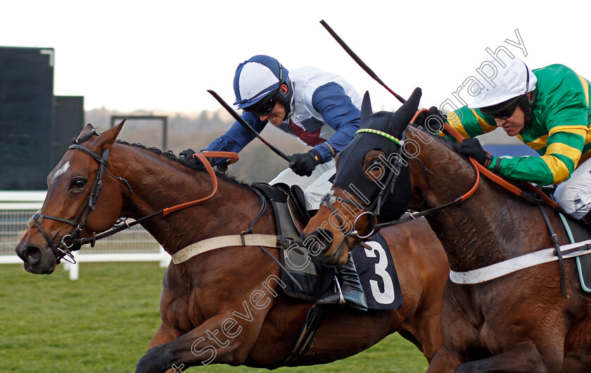 Point-Of-Principle-0003 
 POINT OF PRINCIPLE (left, Alan Johns) beats DAME DE COMPAGNIE (right) in The Ascot Schools Art Competition Novices Hurdle Ascot 17 Feb 2018 - Pic Steven Cargill / Racingfotos.com