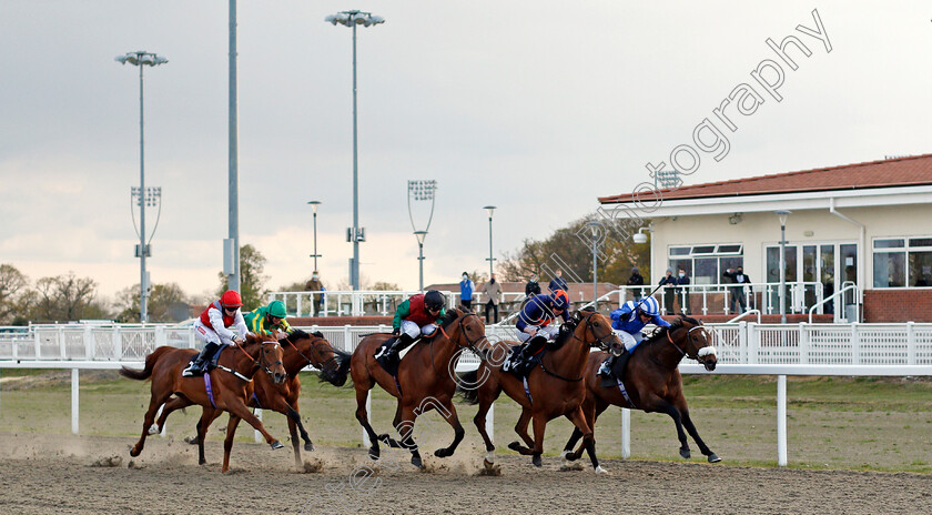 Dawaam-0001 
 DAWAAM (farside, Jim Crowley) beats ARIJ (2nd right) and HABIT ROUGE (centre) in The Bigger Pools With tote.co.uk PMU Partnership Handicap
Chelmsford 29 Apr 2021 - Pic Steven Cargill / Racingfotos.com