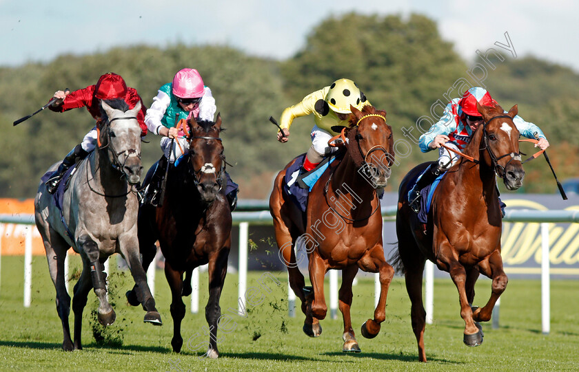 Mount-Logan-0002 
 MOUNT LOGAN (2nd right, Andrea Atzeni) beats RED VERDON (right) MIRAGE DANCER (2nd left) and SUMBAL (left) in The Sports ID Strength In Sport Stakes Doncaster 13 Sep 2017 - pic Steven Cargill / Racingfotos.com