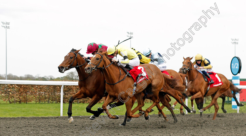 Adelaise-0002 
 ADELAISE (left, William Buick) beats CHOISYA (nearside) in The Virgin Bet Daily Price Boosts Snowdrop Fillies Stakes
Kempton 6 Apr 2024 - Pic Steven Cargill / Racingfotos.com