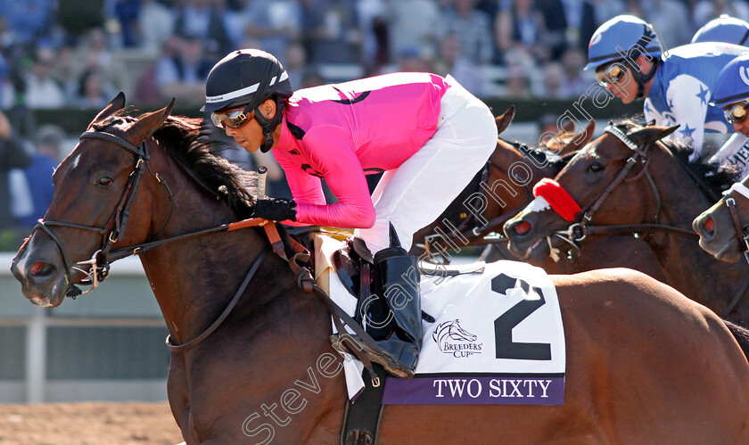 Two-Sixty-0004 
 TWO SIXTY (Edgard Zayas) during the Breeders Cup Juvenile Fillies
Santa Anita 1 Nov 2019 - Pic Steven Cargill / Racingfotos.com