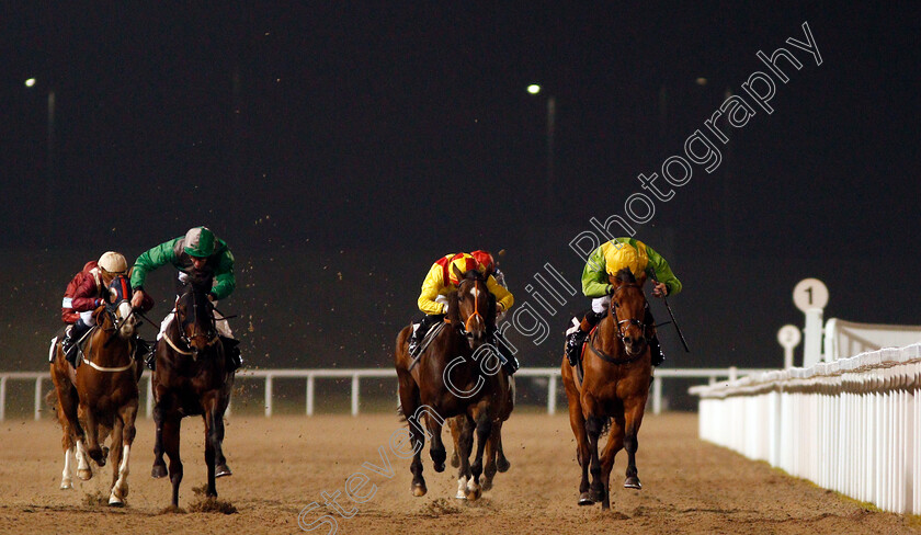 Swissal-0001 
 SWISSAL (right, Dougie Costello) wins The Bet toteexacta At betfred.com Nursery Chelmsford 1 Feb 2017 - Pic Steven Cargill / Racingfotos.com