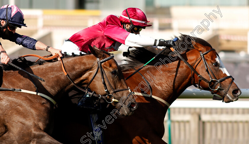 Colonel-Whitehead-0008 
 COLONEL WHITEHEAD (Ellie Mackenzie) beats DON'T TELL CLAIRE (left) in The Close Brothers Invoice Finance Handicap
Newmarket 19 Sep 2020 - Pic Steven Cargill / Racingfotos.com