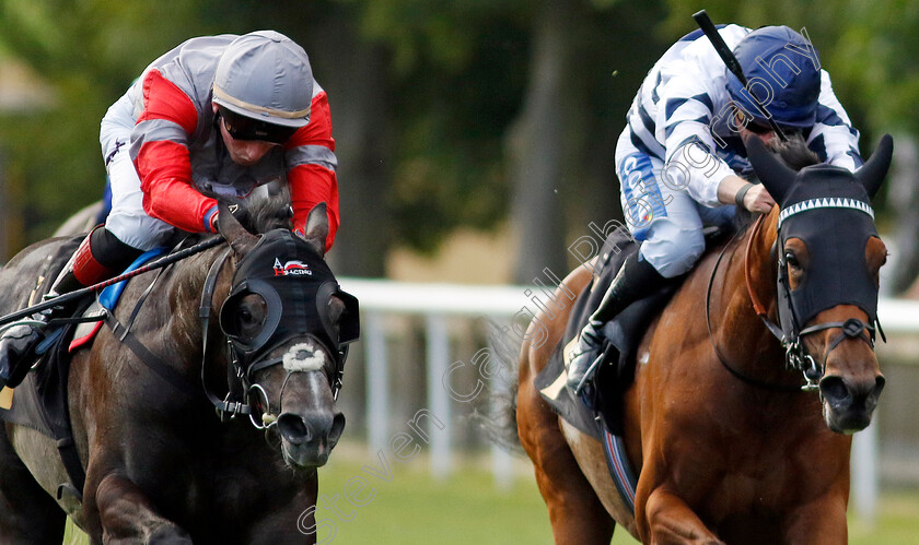 Lunario-0001 
 LUNARIO (left, David Egan) beats COME ON YOU SPURS (right) in The Long Shot Berry Breeze Handicap
Newmarket 28 Jun 2024 - Pic Steven Cargill / Racingfotos.com