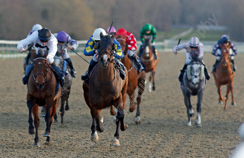 Reeceltic-0002 
 REECELTIC (centre, Rhys Clutterbuck) beats LOVE POEMS (left) in The Betway Handicap
Lingfield 9 Mar 2022 - Pic Steven Cargill / Racingfotos.com