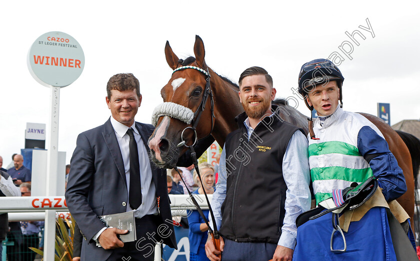 Coltrane-0008 
 COLTRANE (David Probert) with Andrew Balding after The Coral Doncaster Cup
Doncaster 11 Sep 2022 - Pic Steven Cargill / Racingfotos.com