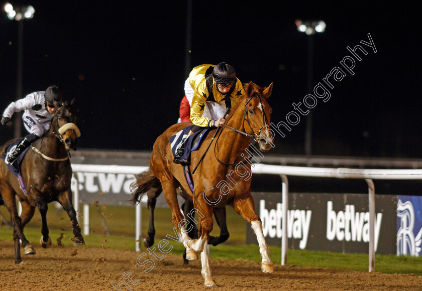 Eldelbar-0003 
 ELDELBAR (Sam James) wins The Bombardier British Hopped Amber Beer Handicap
Wolverhampton 1 Feb 2021 - Pic Steven Cargill / Racingfotos.com