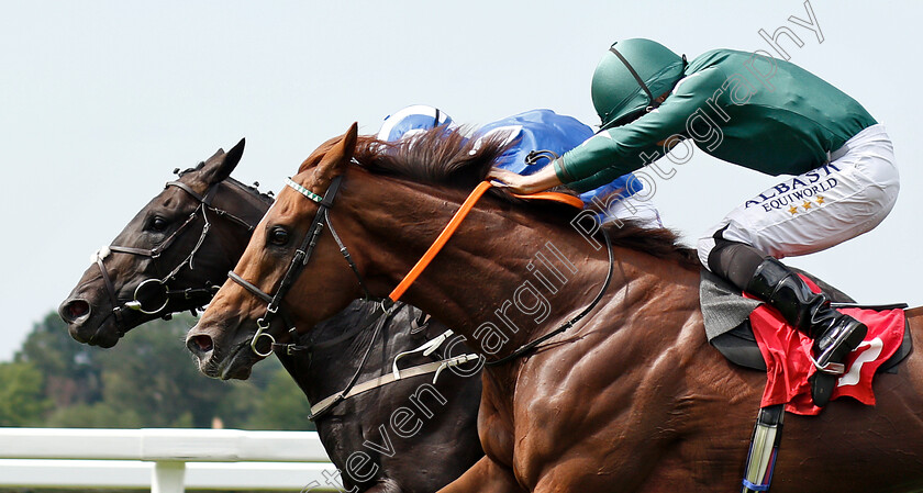 Elarqam-0005 
 ELARQAM (Jim Crowley) beats EXTRA ELUSIVE (right) in The Davies Insurance Services Gala Stakes
Sandown 5 Jul 2019 - Pic Steven Cargill / Racingfotos.com