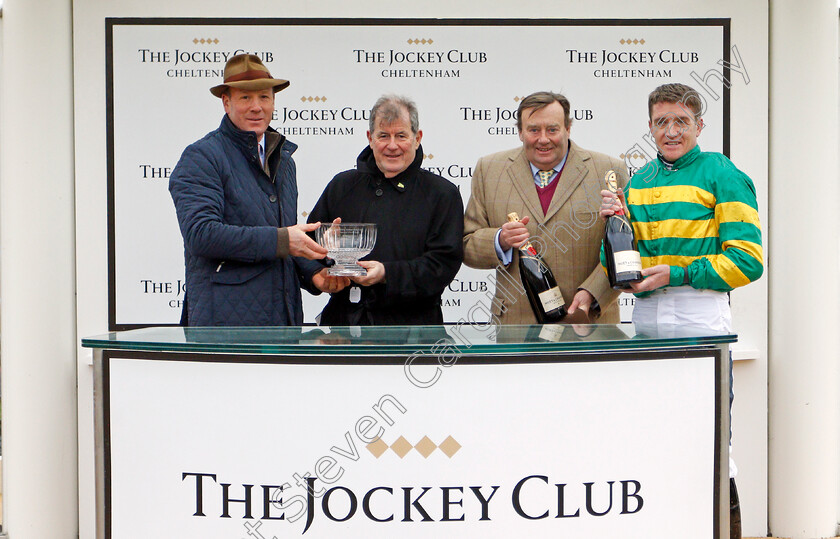 Chantry-House-0008 
 Presentation to J P McManus, Nicky Henderson and Barry Geraghty for The British EBF National Hunt Novices Hurdle won by CHANTRY HOUSE
Cheltenham 13 Dec 2019 - Pic Steven Cargill / Racingfotos.com