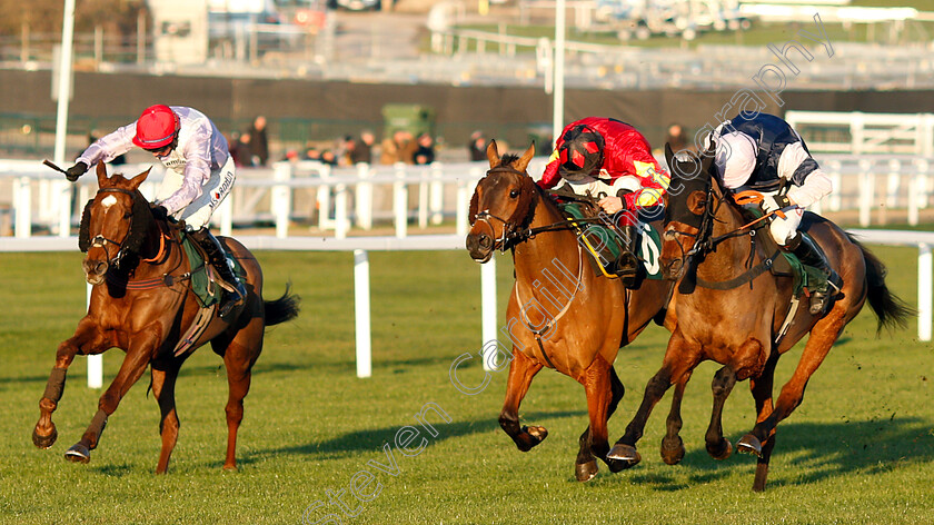 Cogry-0003 
 COGRY (centre, Sam Twiston-Davies) beats SINGLEFARMPAYMENT (right) and ROLLING DYLAN (left) in The CF Roberts 25 Years Of Sponsorship Hanidcap Chase
Cheltenham 14 Dec 2018 - Pic Steven Cargill / Racingfotos.com