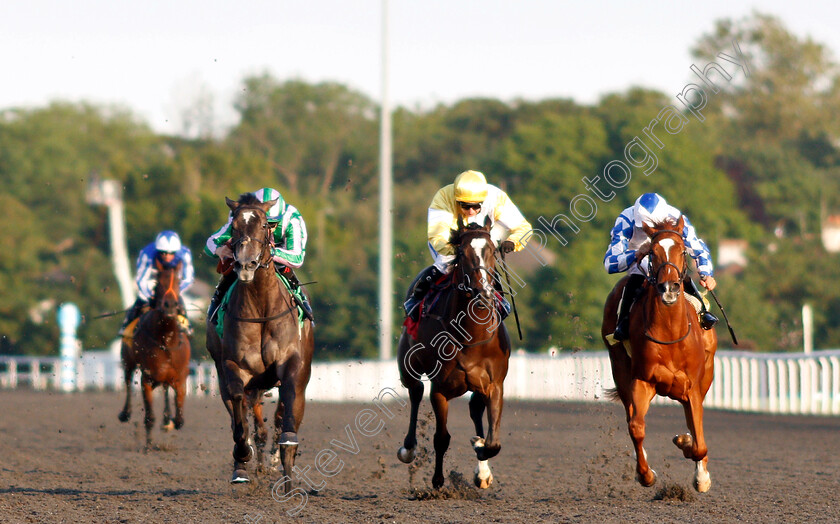 Seraphinite-0003 
 SERAPHINITE (left, Nicola Currie) beats BRAZEN SAFA (centre) and RUBIA BELLA (right) in The 32Red.com British Stallion Studs EBF Fillies Novice Stakes
Kempton 22 May 2019 - Pic Steven Cargill / Racingfotos.com