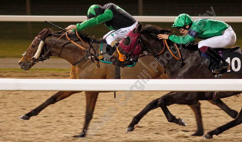 Deeds-Not-Words-0004 
 DEEDS NOT WORDS (Kieran O'Neill) beats TILSWORTH ROSE (right) in The Book Tickets At chelmsfordcityracecourse.com Classified Stakes
Chelmsford 11 Jan 2020 - Pic Steven Cargill / Racingfotos.com