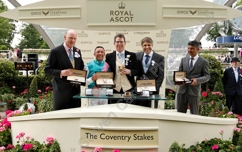 Calyx-0014 
 Presentation to John Gosden, Frankie Dettori and Lord Grimthorpe after The Coventry Stakes won by CALYX
Royal Ascot 19 Jun 2018 - Pic Steven Cargill / Racingfotos.com