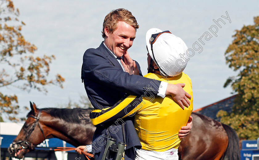 George-Scott-and-Frankie-Dettori-0003 
 Frankie Dettori and trainer George Scott after JAMES GARFIELD after The Dubai Duty Free Mill Reef Stakes Newbury 23 Sep 2017 - Pic Steven Cargill / Racingfotos.com