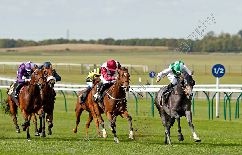 Desert-Angel-0005 
 DESERT ANGEL (right, Ryan Moore) beats BASTOGNE (centre) in The Federation Of Bloodstock Agents Nursery
Newmarket 23 Sep 2021 - Pic Steven Cargill / Racingfotos.com