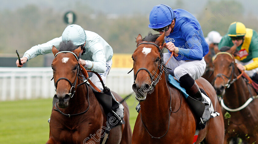 Setting-Sail-0002 
 SETTING SAIL (right, James Doyle) beats MT AUGUSTUS (left) in The Get 1/4 Odds At 188bet Future Stayers Maiden Stakes Goodwood 27 Sep2017 - Pic Steven Cargill / Racingfotos.com