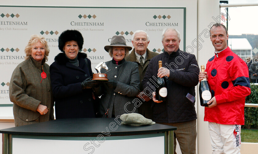 Robinsfirth-0009 
 Presentation to Colin Tizzard, Robbie Power and owners for The Unicoin Group Handicap Chase won by ROBINSFIRTH Cheltenham 15 Dec 2017 - Pic Steven Cargill / Racingfotos.com