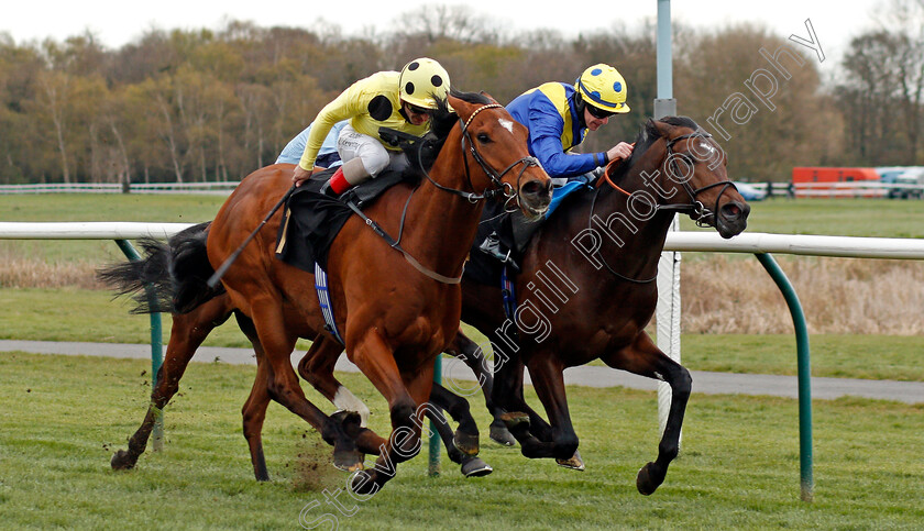 Astro-King-0006 
 ASTRO KING (right, Richard Kingscote) beats FINEST SOUND (left) in The Download The Mansionbet App Handicap
Nottingham 7 Apr 2021 - Pic Steven Cargill / Racingfotos.com