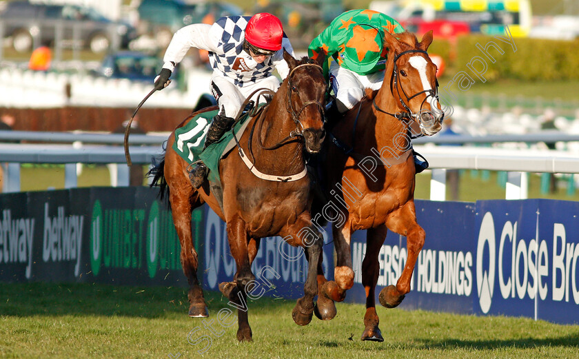 Rathvinden-0002 
 RATHVINDEN (left, Mr P Mullins) beats MS PARFOIS (right) in The National Hunt Challenge Cup Chase Cheltenham 13 Mar 2018 - Pic Steven Cargill / Racingfotos.com